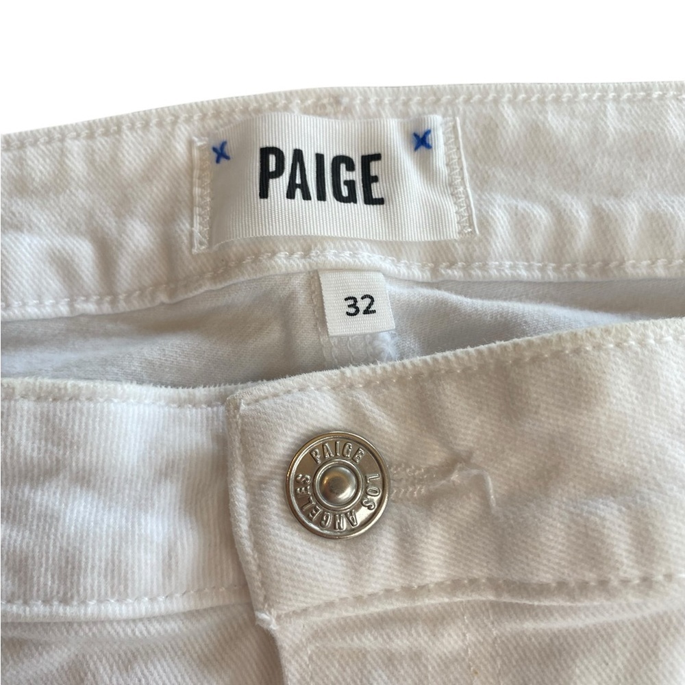 Paige Claudine High Rise Boot Cut White Denim Jeans Women’s 32 / 12 Distressed - Picture 5 of 8